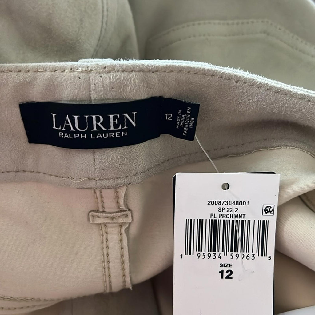 Lauren Ralph Lauren Goat Suede Straight Leg Pants, Size 12 New w/Tag Retail $695