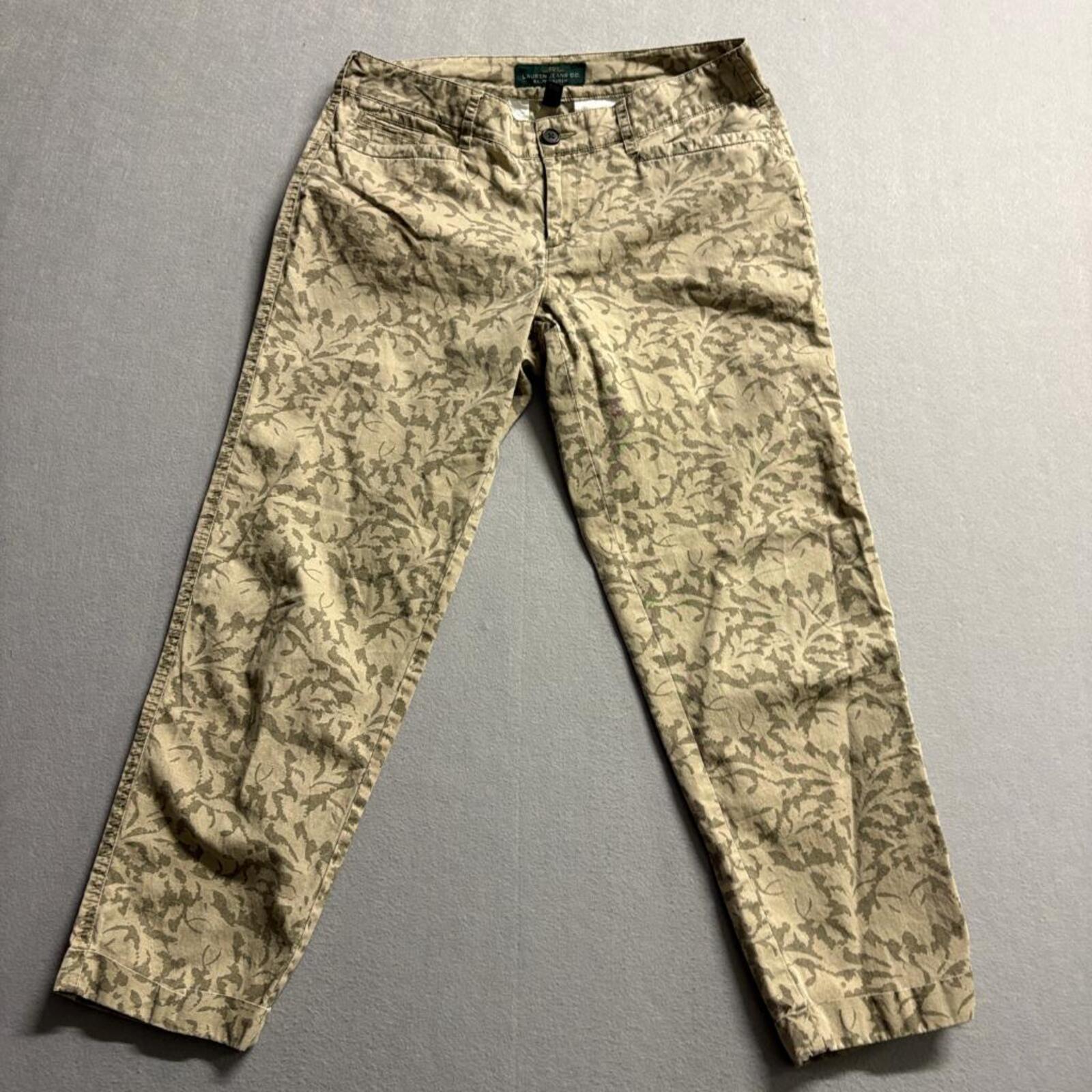 Lauren Jeans Co Ralph Lauren Pants Womens 4 Beige Floral Print Cotton Chino