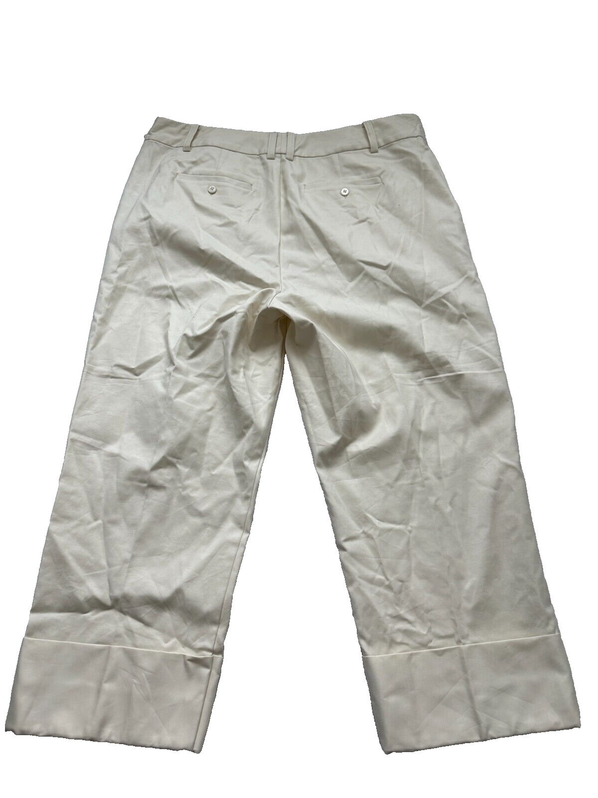 Ralph Lauren Women Winter Cream Double-Faced Stretch Cotton Ankle Pants Size 14W
