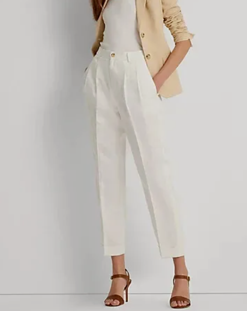 Lauren Ralph Lauren Womens White Straight Leg Cropped Pants Size 16