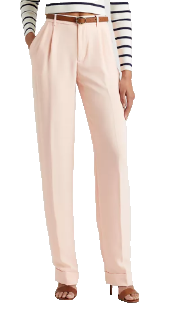 Lauren Ralph Lauren Women's Pale Pink Double Faced Straight Leg Chino Pants Sz 2