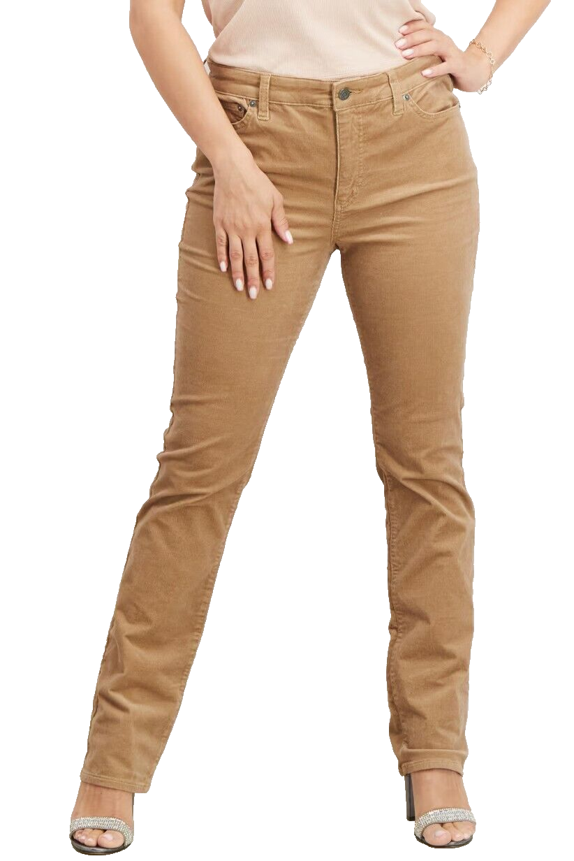 Lauren Ralph Lauren Camel Brown Straight Leg High Rise Corduroy Pants Size 14