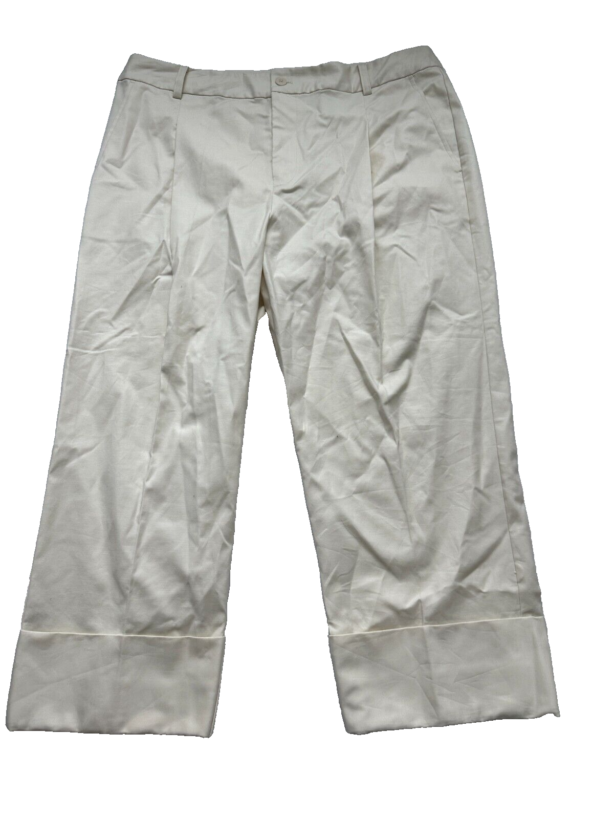 Ralph Lauren Women Winter Cream Double-Faced Stretch Cotton Ankle Pants Size 14W