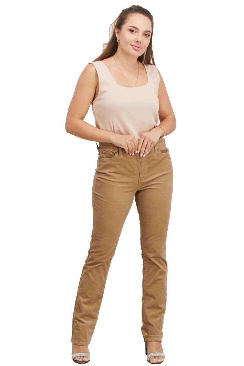 Lauren Ralph Lauren Camel Brown Straight Leg High Rise Corduroy Pants Size 14