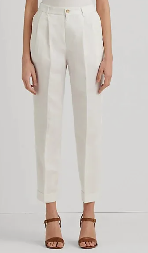 Lauren Ralph Lauren Womens White Straight Leg Cropped Pants Size 16