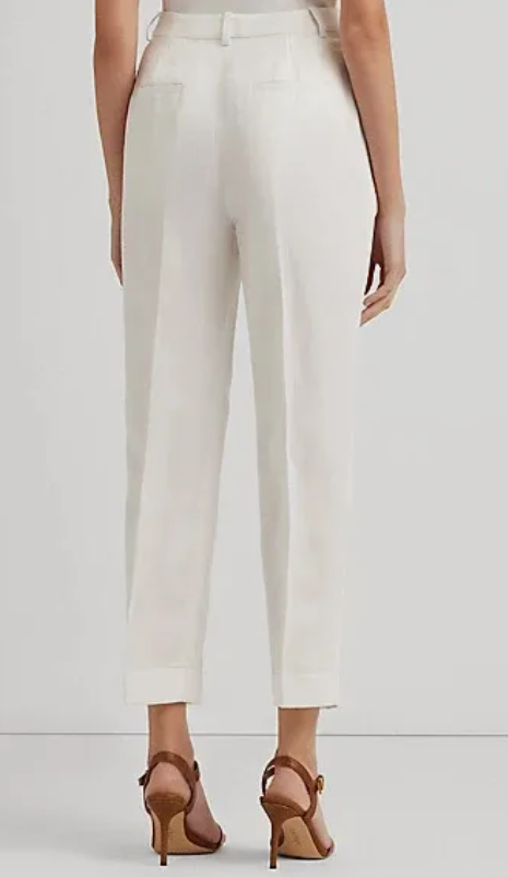 Lauren Ralph Lauren Womens White Straight Leg Cropped Pants Size 16