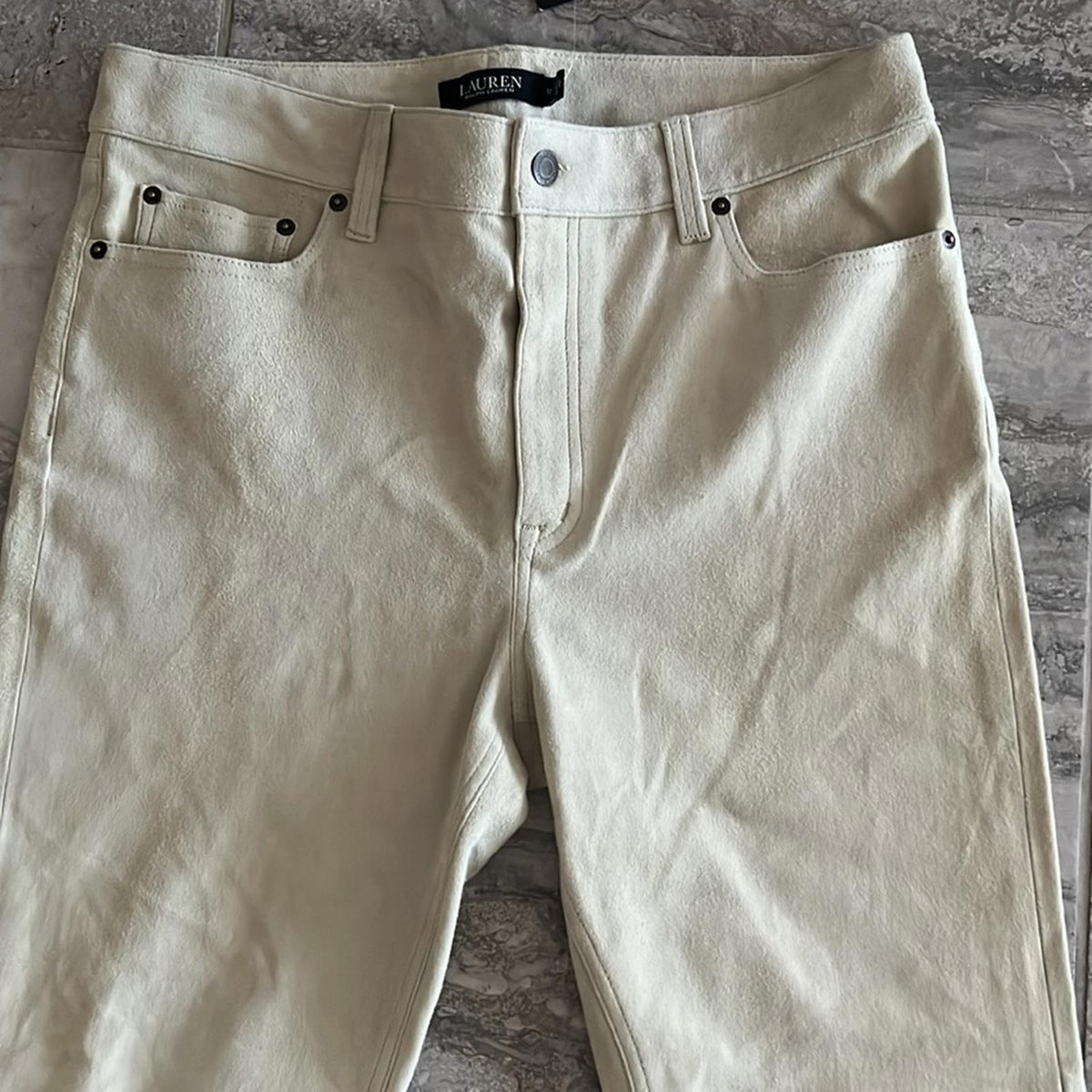 Lauren Ralph Lauren Goat Suede Straight Leg Pants, Size 12 New w/Tag Retail $695