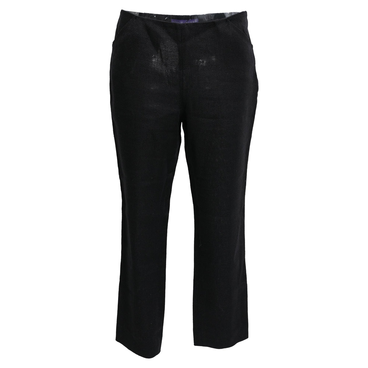 Women's Ralph Lauren Collection Straight-Leg Trousers in Black Linen