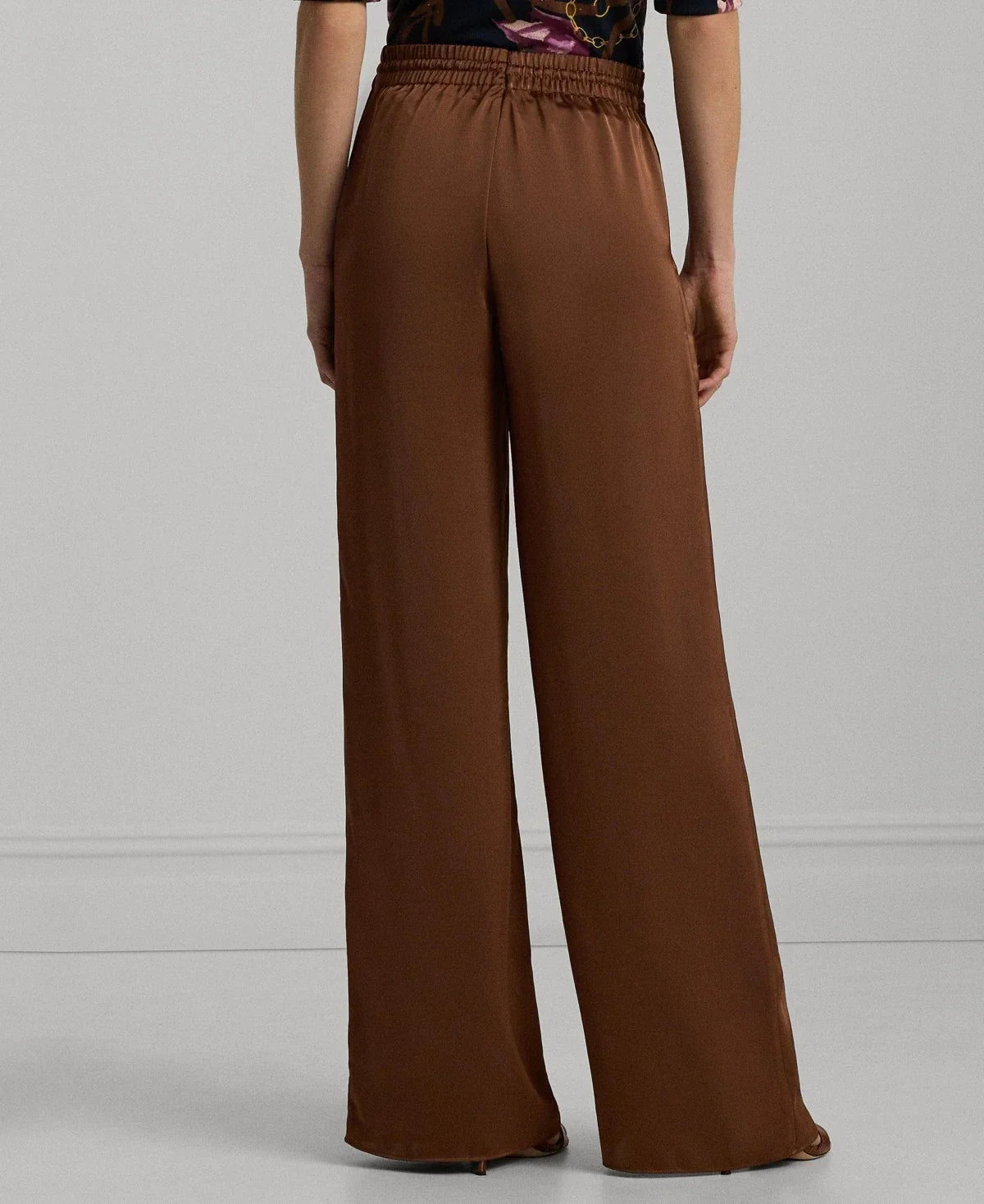 Lauren Ralph Lauren Women's Lightweight Satin Pants Brown Size M MSRP $165