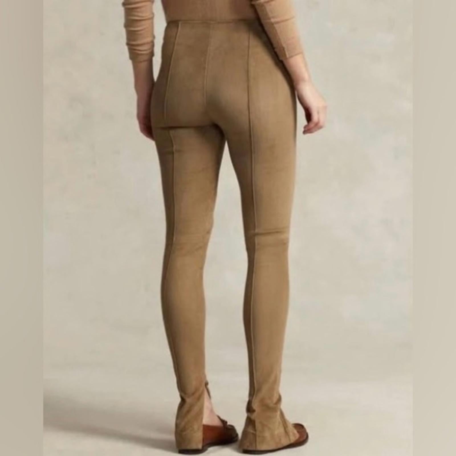 Polo Ralph Lauren Paneled Suede Leggings in Tan, Size S, NWT Retail $998