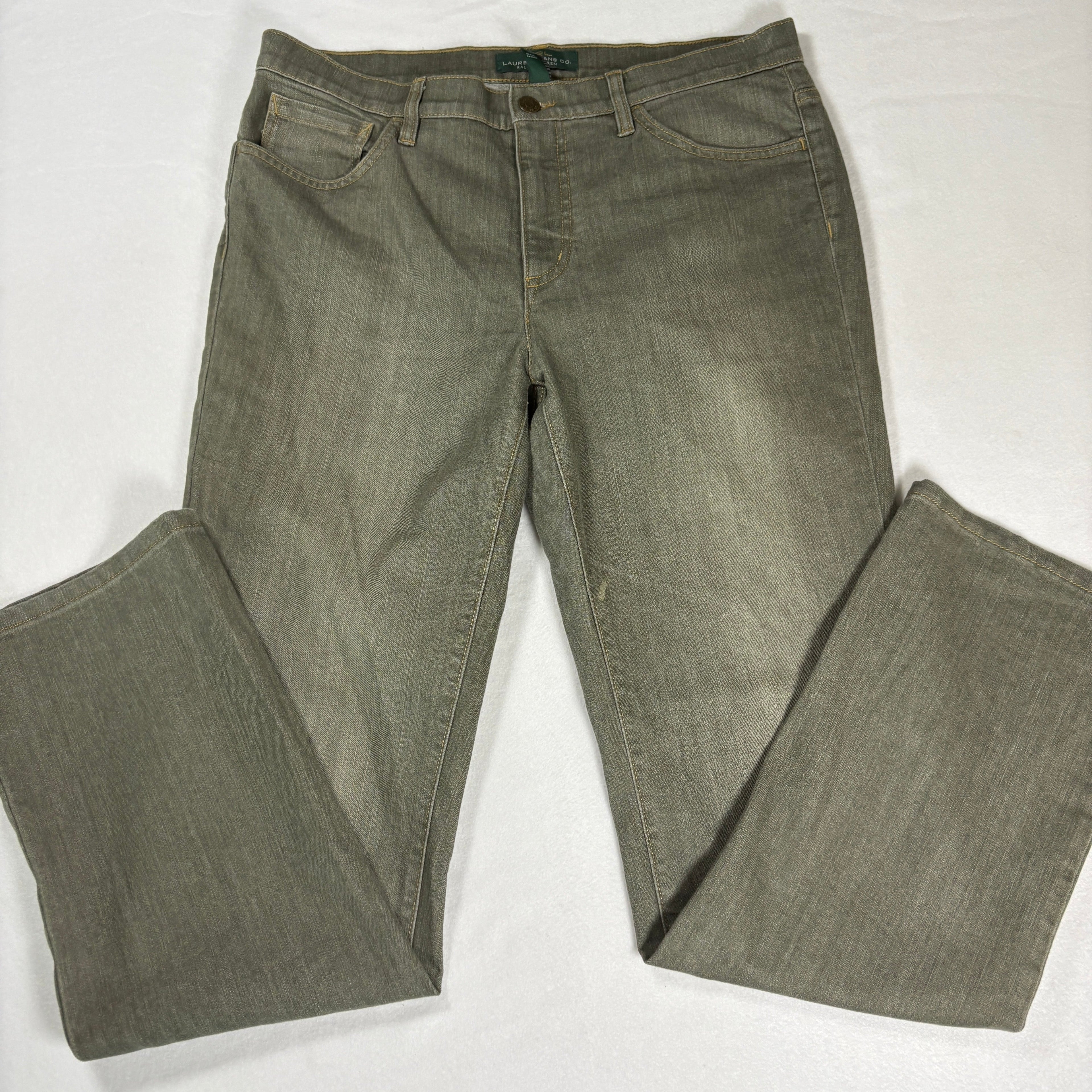 Ralph Lauren Womens Jeans 12 Green Straight Leg Stretch Denim Vintage Y2K