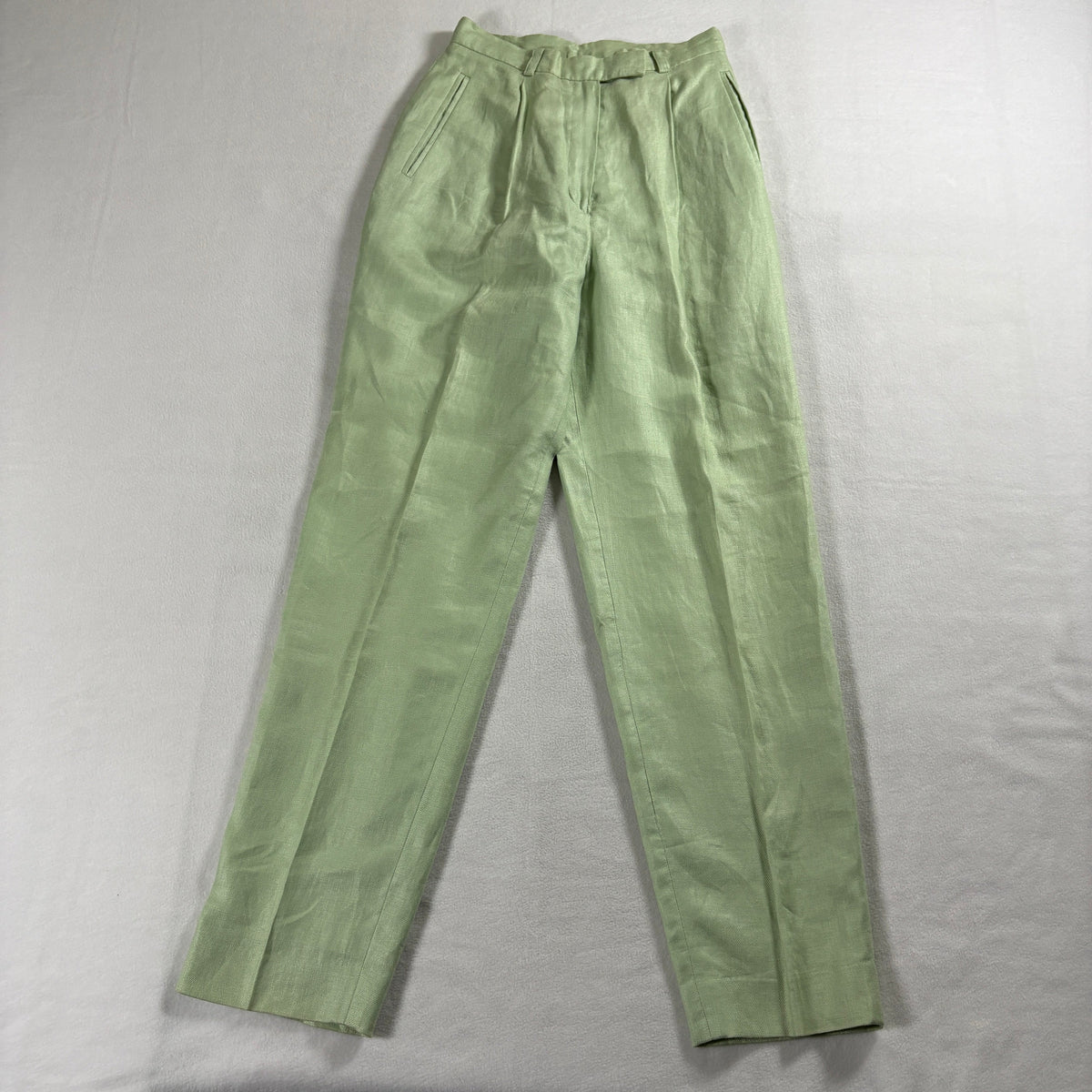 Lauren Ralph Lauren Petite 8P Linen Pants Green High Rise Wide Leg Chic