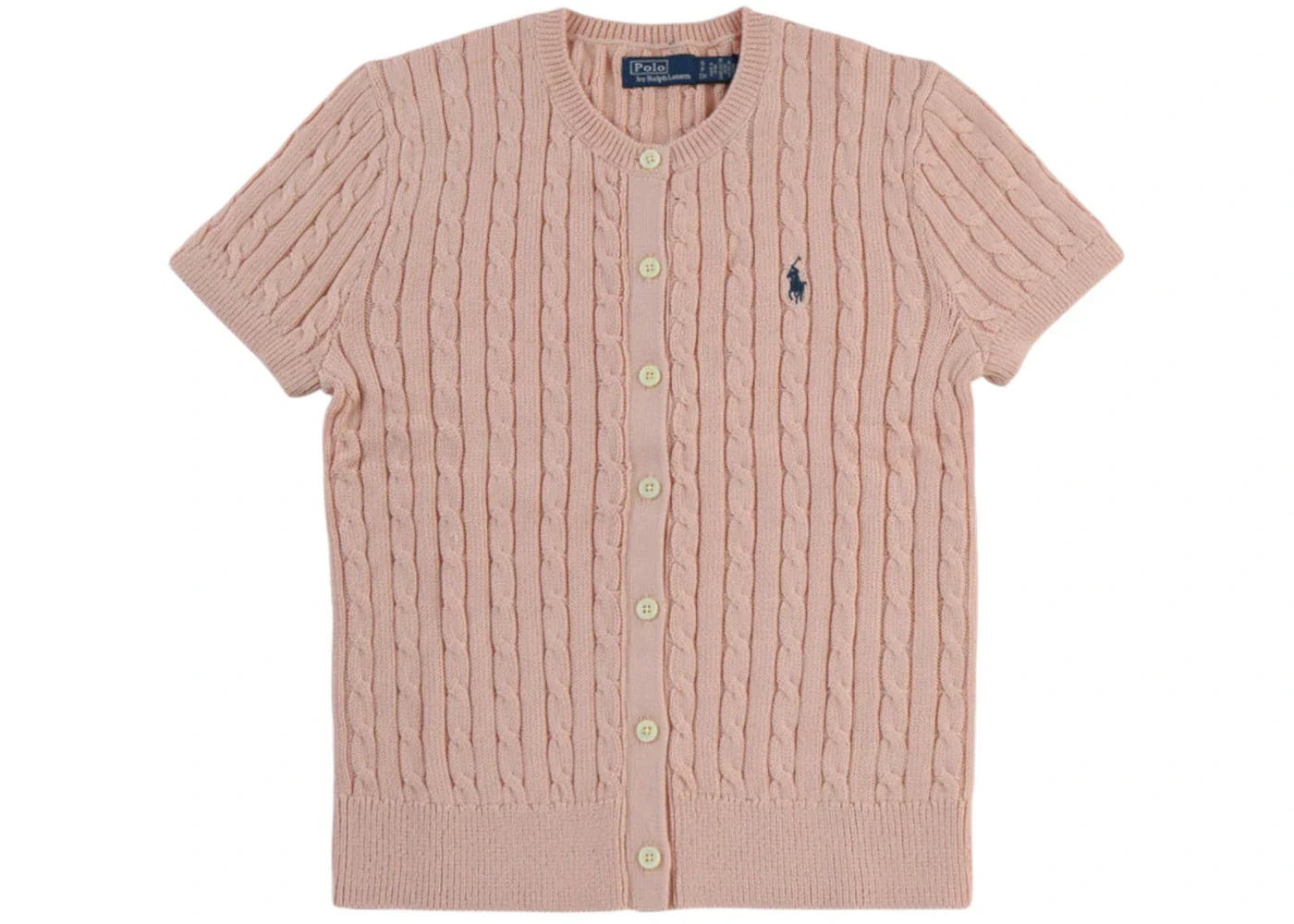 Polo Ralph Lauren Short Sleeve Crewneck Cardigan Pale Pink