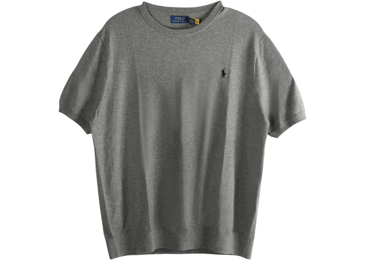 Polo Ralph Lauren Short Sleeve Crewneck Pullover Sweater Fawn Grey Heather