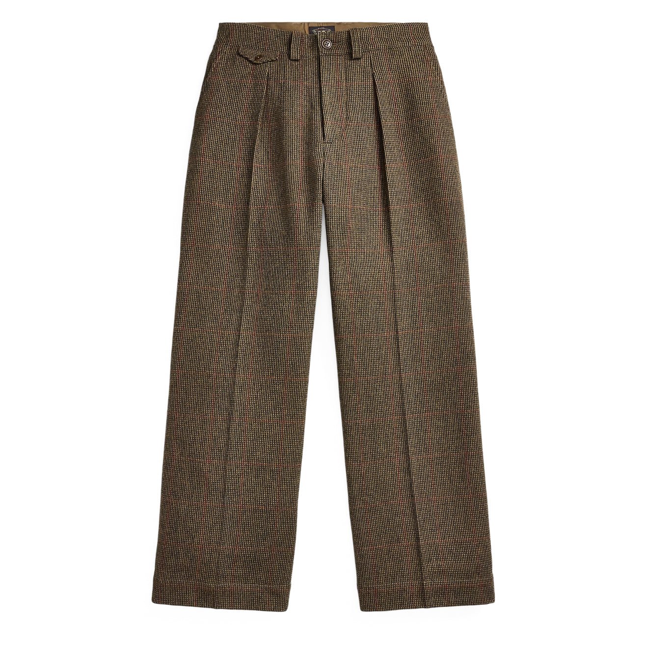RRL by Ralph Lauren Womens Windowpane Tweed Trousers Green/Brown/Multi