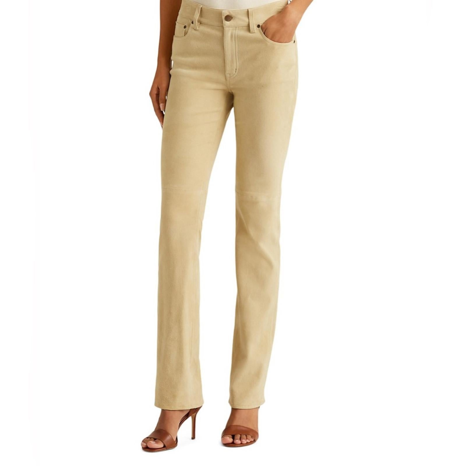 Lauren Ralph Lauren Goat Suede Straight Leg Pants, Size 12 New w/Tag Retail $695