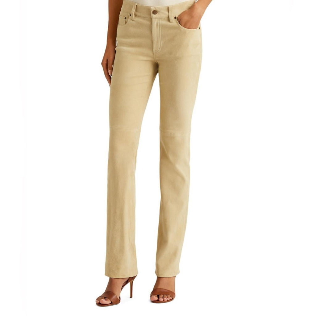 Lauren Ralph Lauren Goat Suede Straight Leg Pants, Size 12 New w/Tag Retail $695