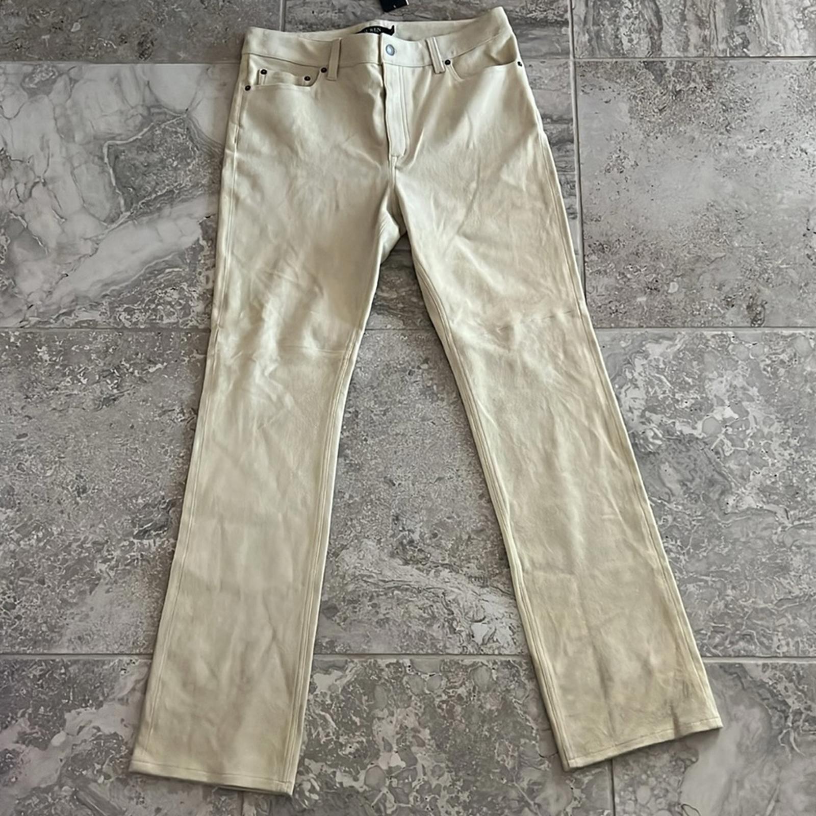 Lauren Ralph Lauren Goat Suede Straight Leg Pants, Size 12 New w/Tag Retail $695