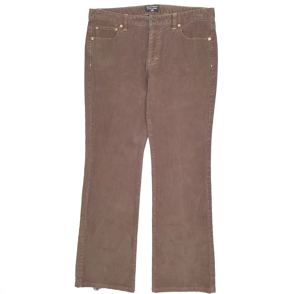 Womens Ralph Lauren Polo Jeans Co Low Rise Brown Corduroy Cotton  Trousers UK14