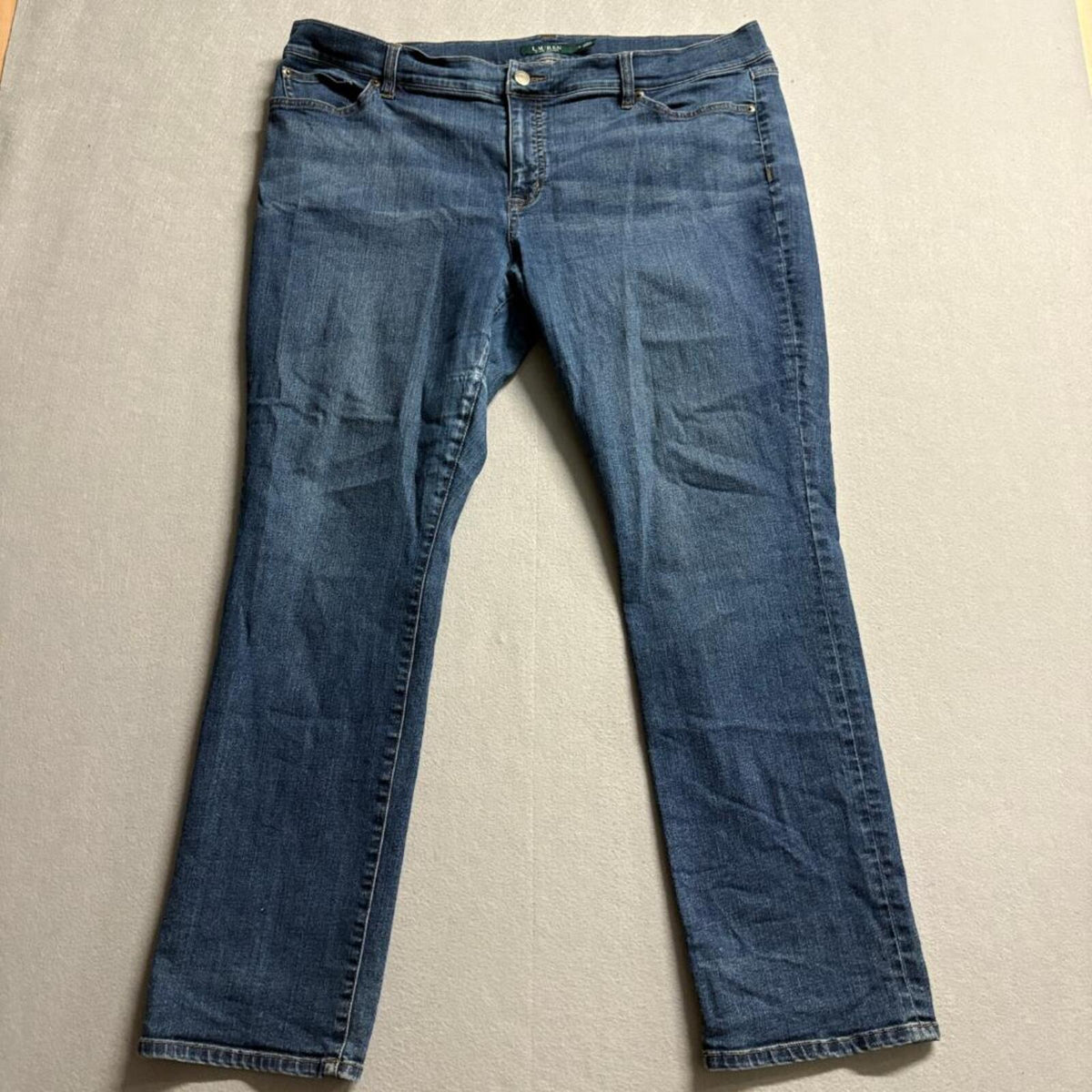 Lauren Ralph Lauren Modern Straight Jeans Womens Size 18 Blue Stretch Denim
