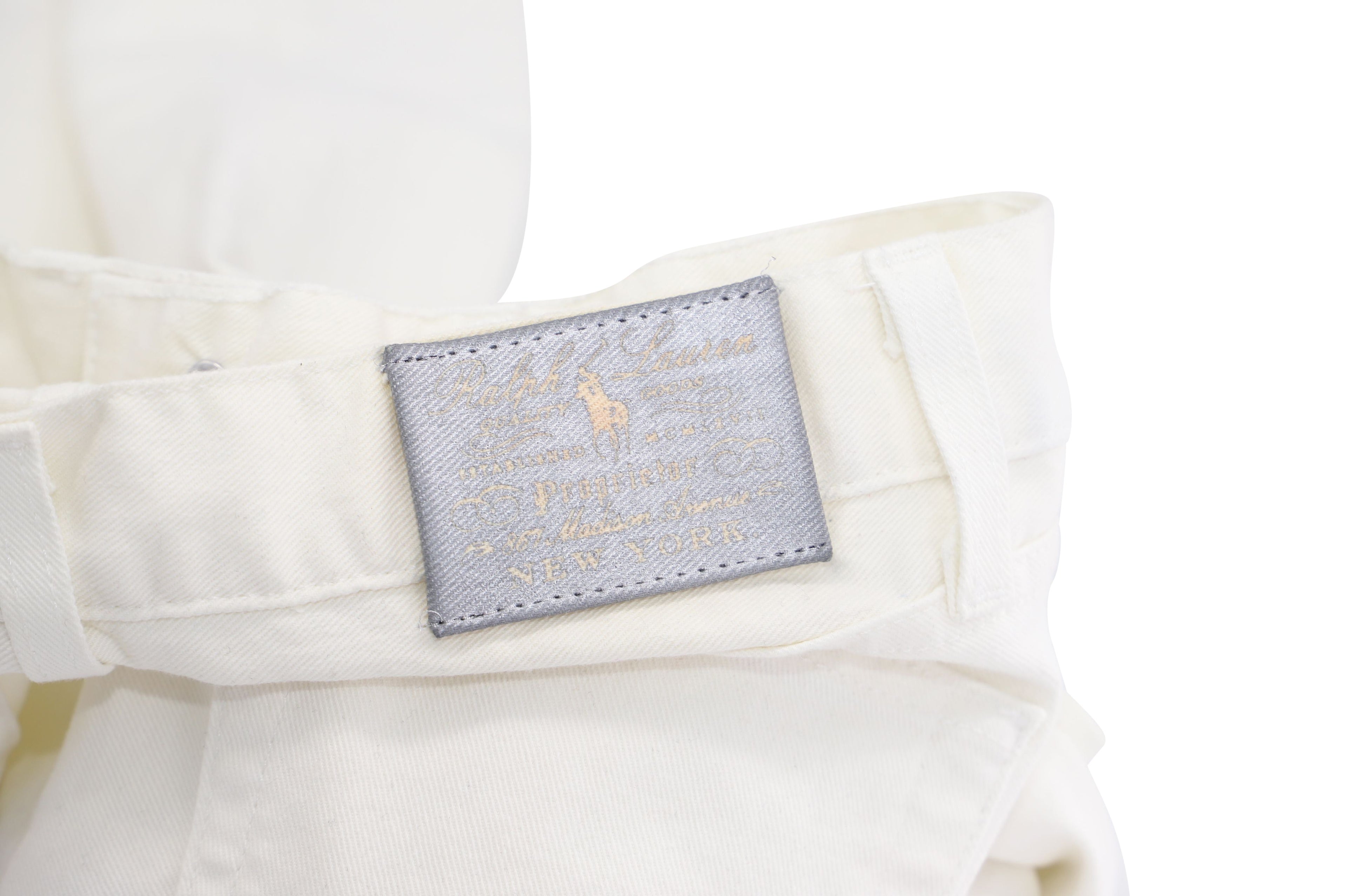 Women's Ralph Lauren Wide Leg Pants in White Cotton