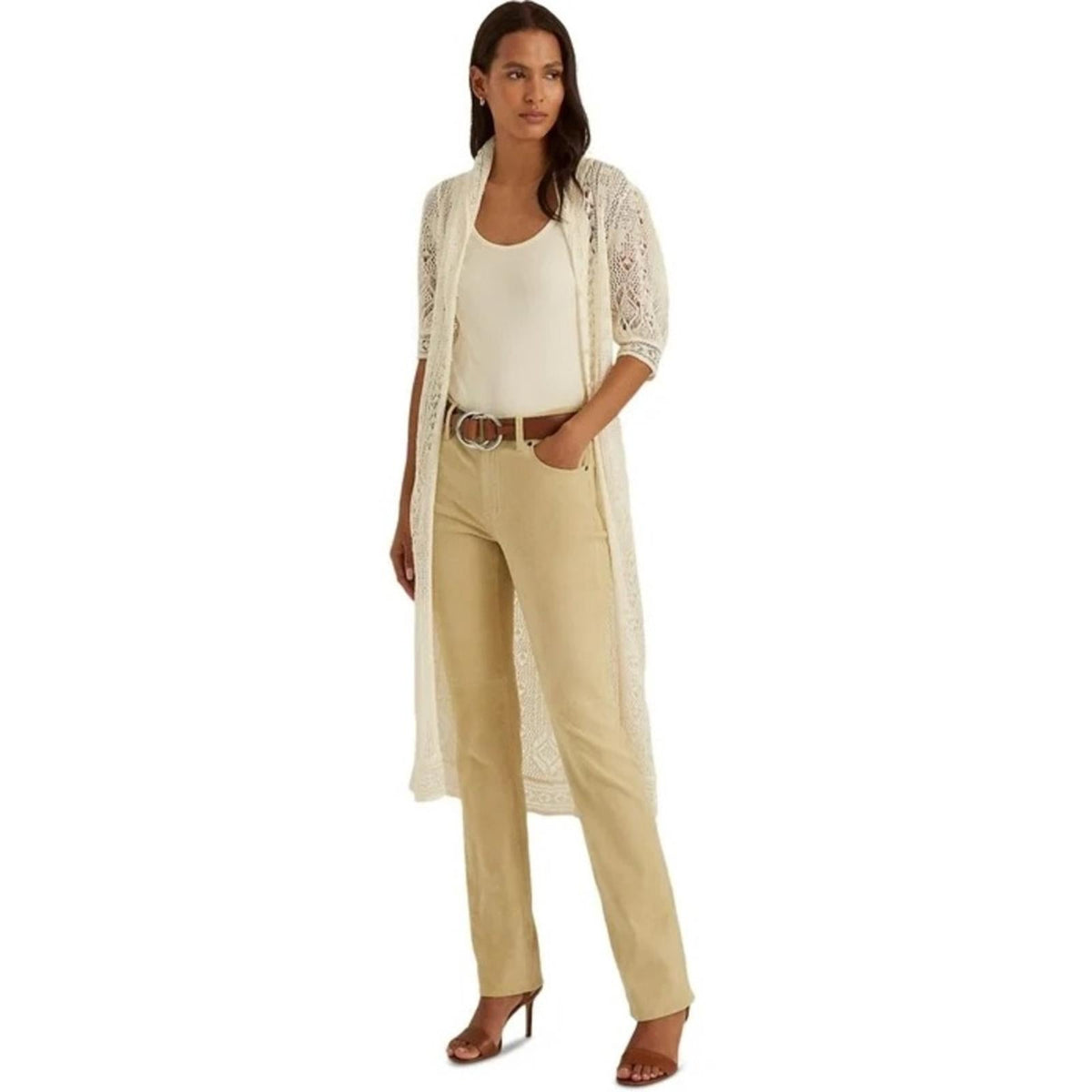 Lauren Ralph Lauren Goat Suede Straight Leg Pants, Size 12 New w/Tag Retail $695