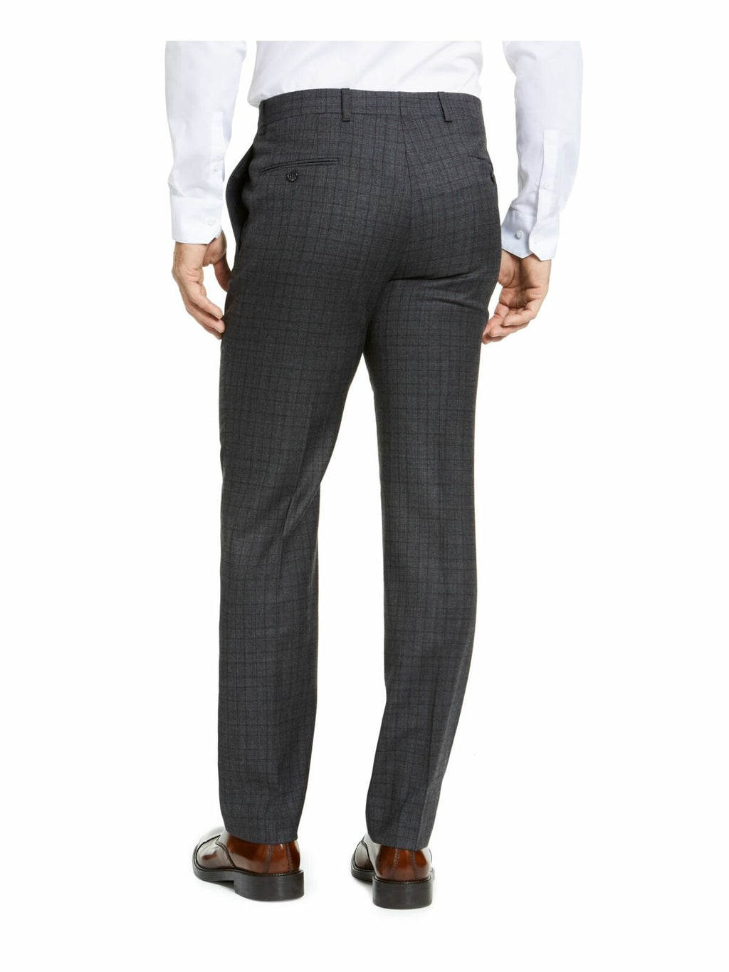 RALPH LAUREN Mens Gray Stretch Windowpane Plaid Stretch Pants   Color Gray 30W x 30L